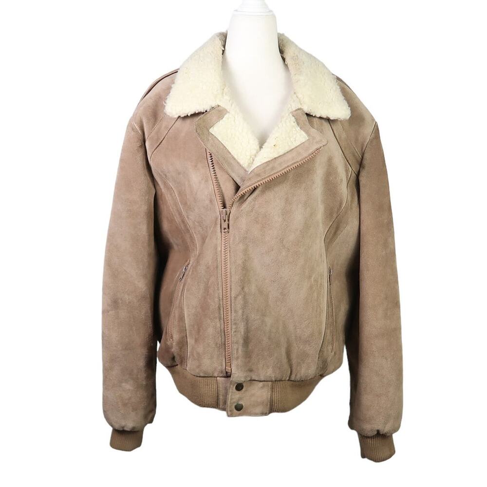 Vintage 70s Wilsons Leather tan suede moto jacket Mens Large